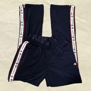 champion women’s navy nlue joggers with logo tape